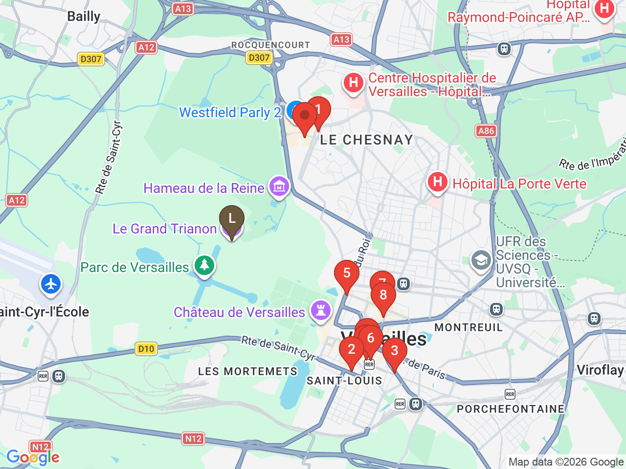 Map of eat & drink near Grand Trianon