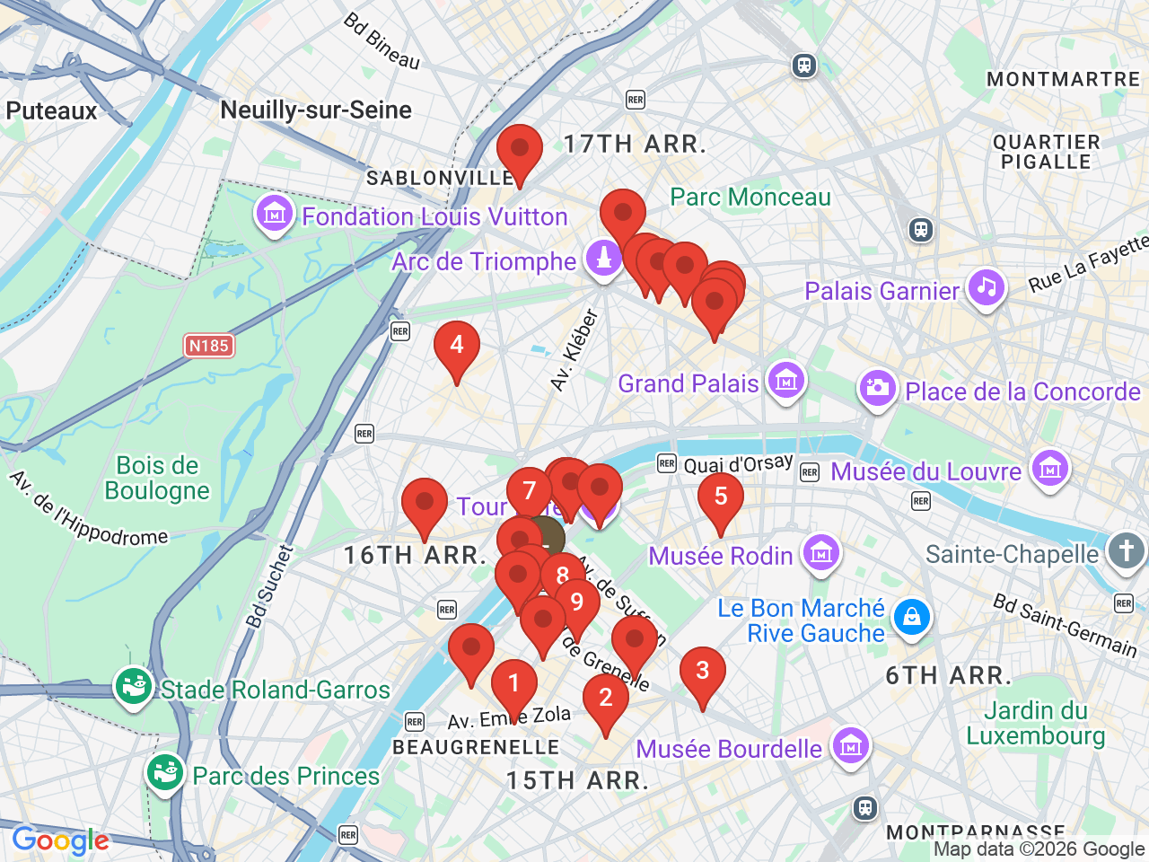 Map of eat & drink near Champ de Mars Tour Eiffel