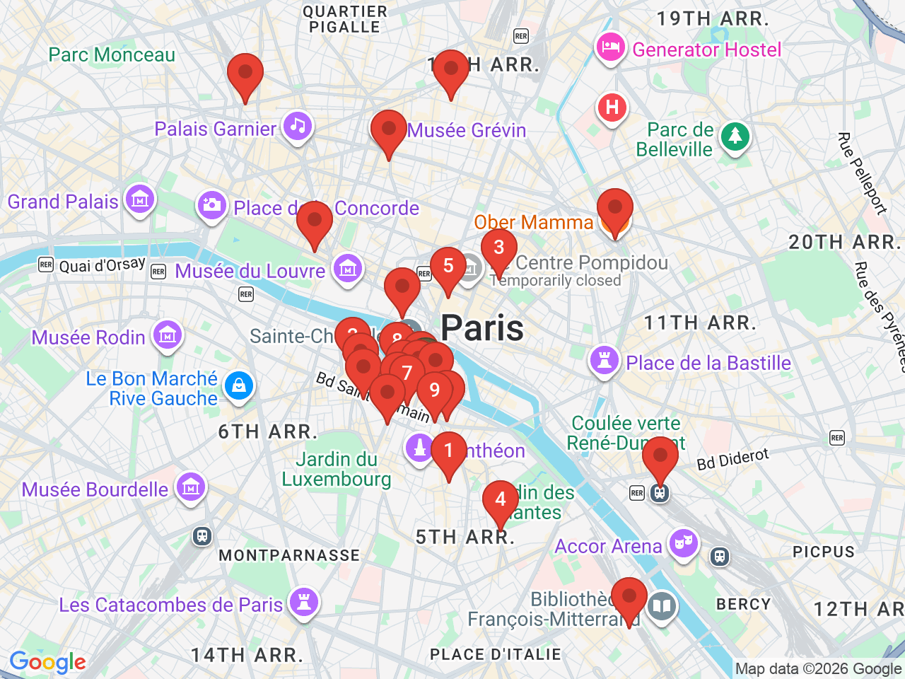 Map of eat & drink near Shakespeare and Company