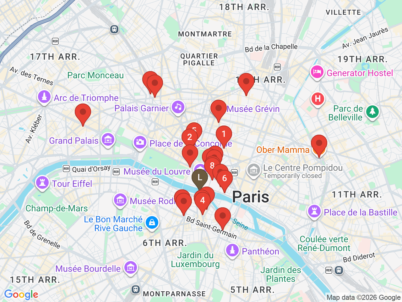 Map of eat & drink near Pont des Arts