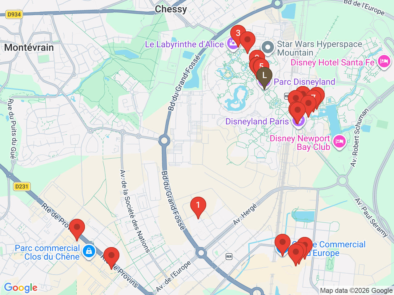 Map of eat & drink near Disneyland Park