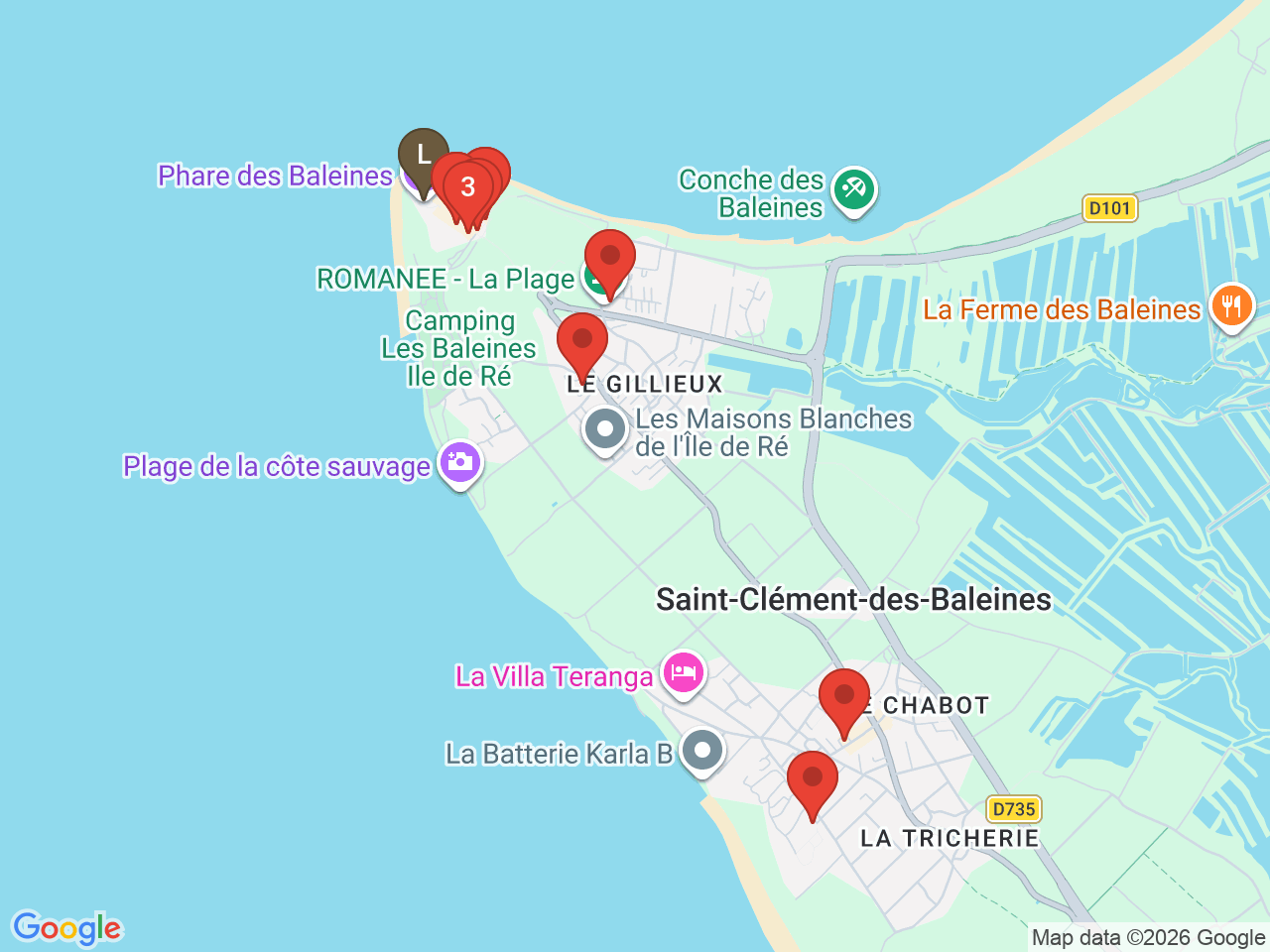 Map of eat & drink near Phare des Baleines