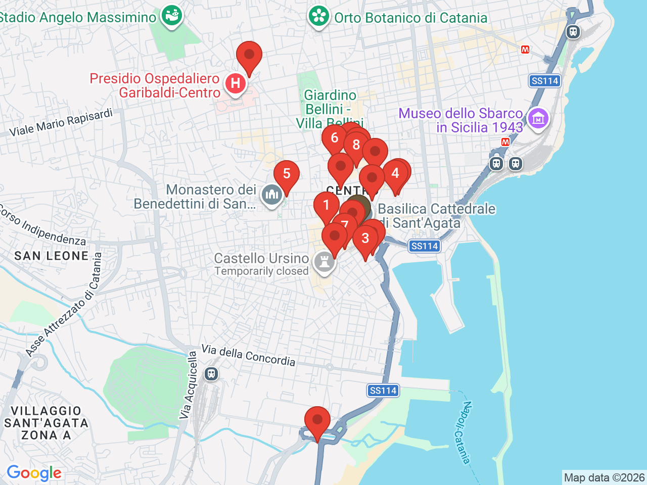 Map of eat & drink near Basilica Cattedrale di Sant'Agata