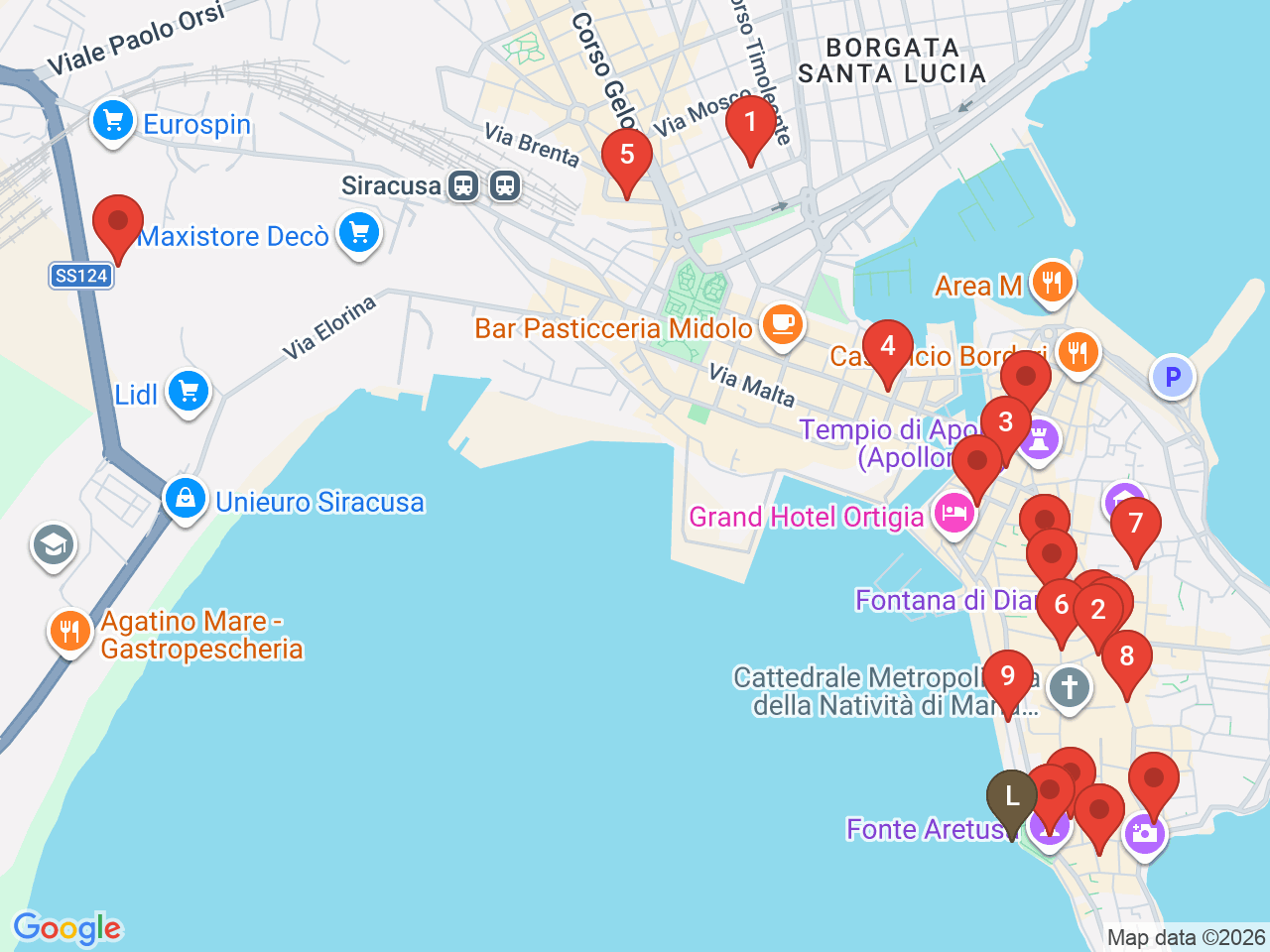Map of eat & drink near Arethusa Spring