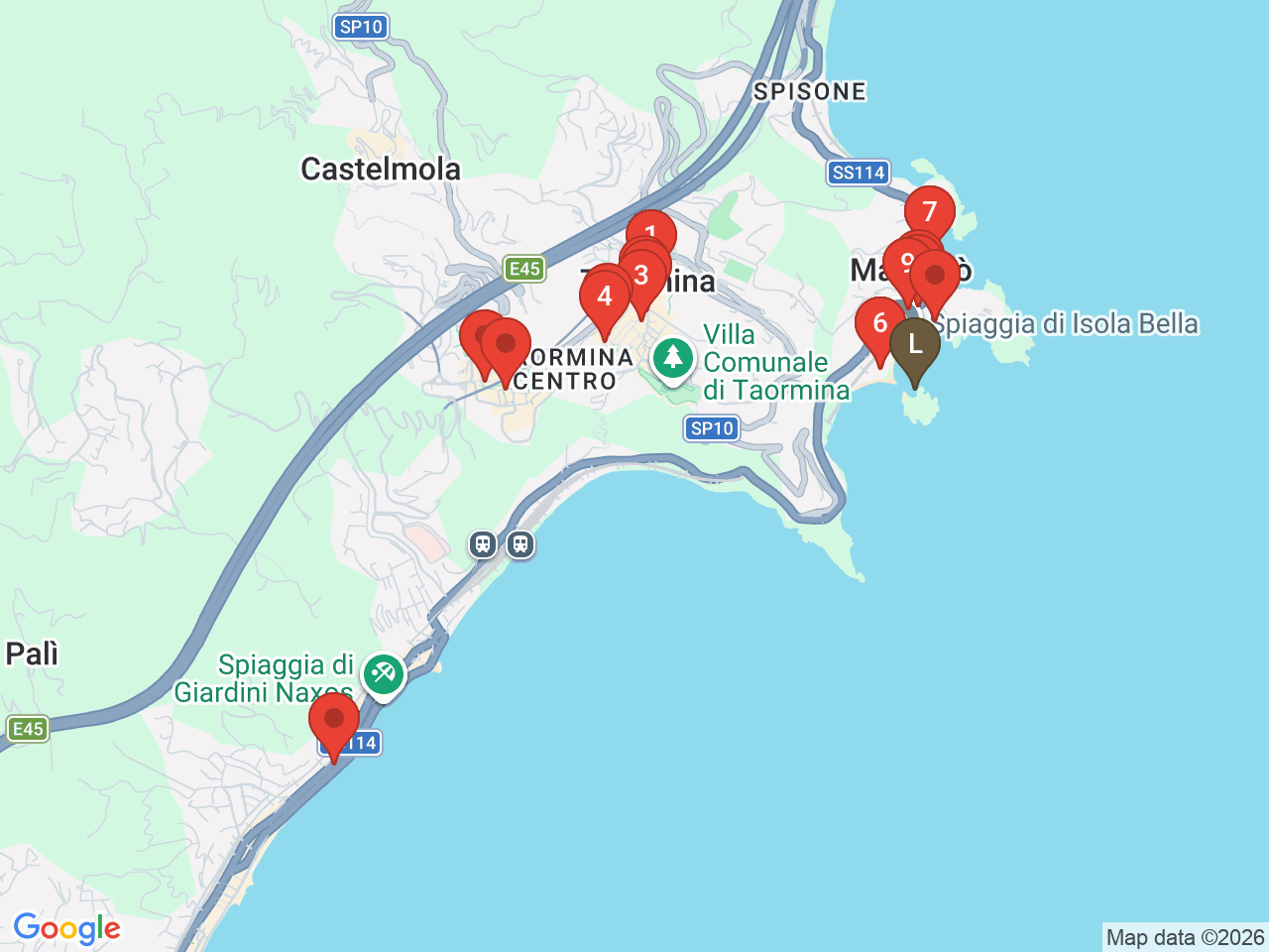 Map of eat & drink near Spiaggia di Isola Bella