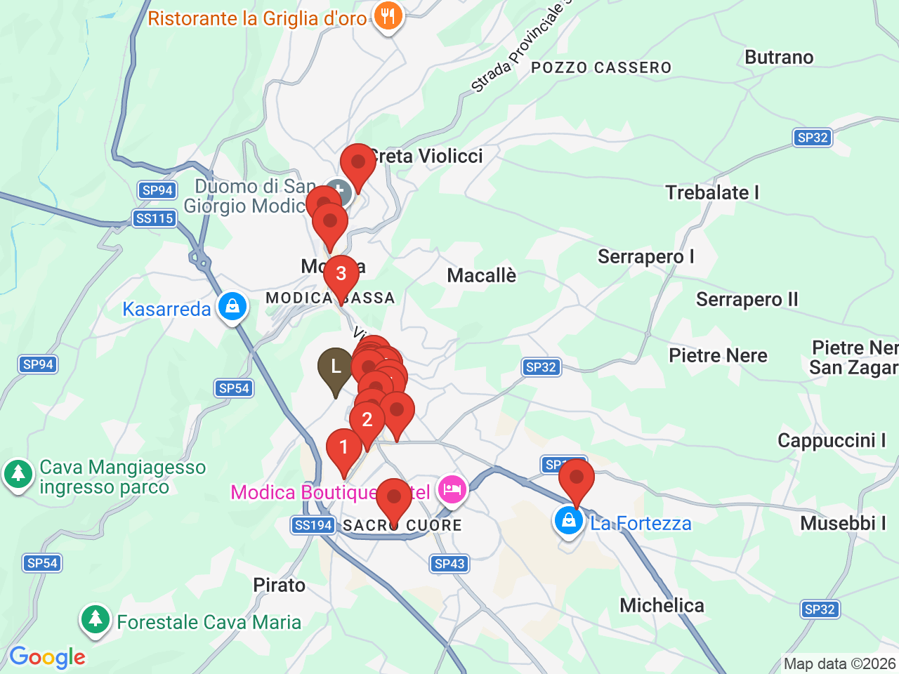 Map of eat & drink near Modica Old Town Rooms