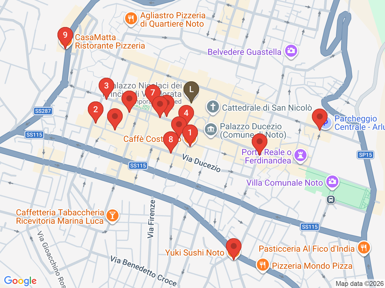Map of eat & drink near Cattedrale di San Nicolò