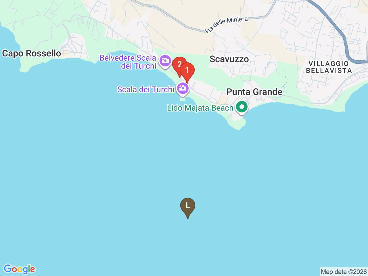 Map of eat & drink near Lounge Beach Scala dei Turchi