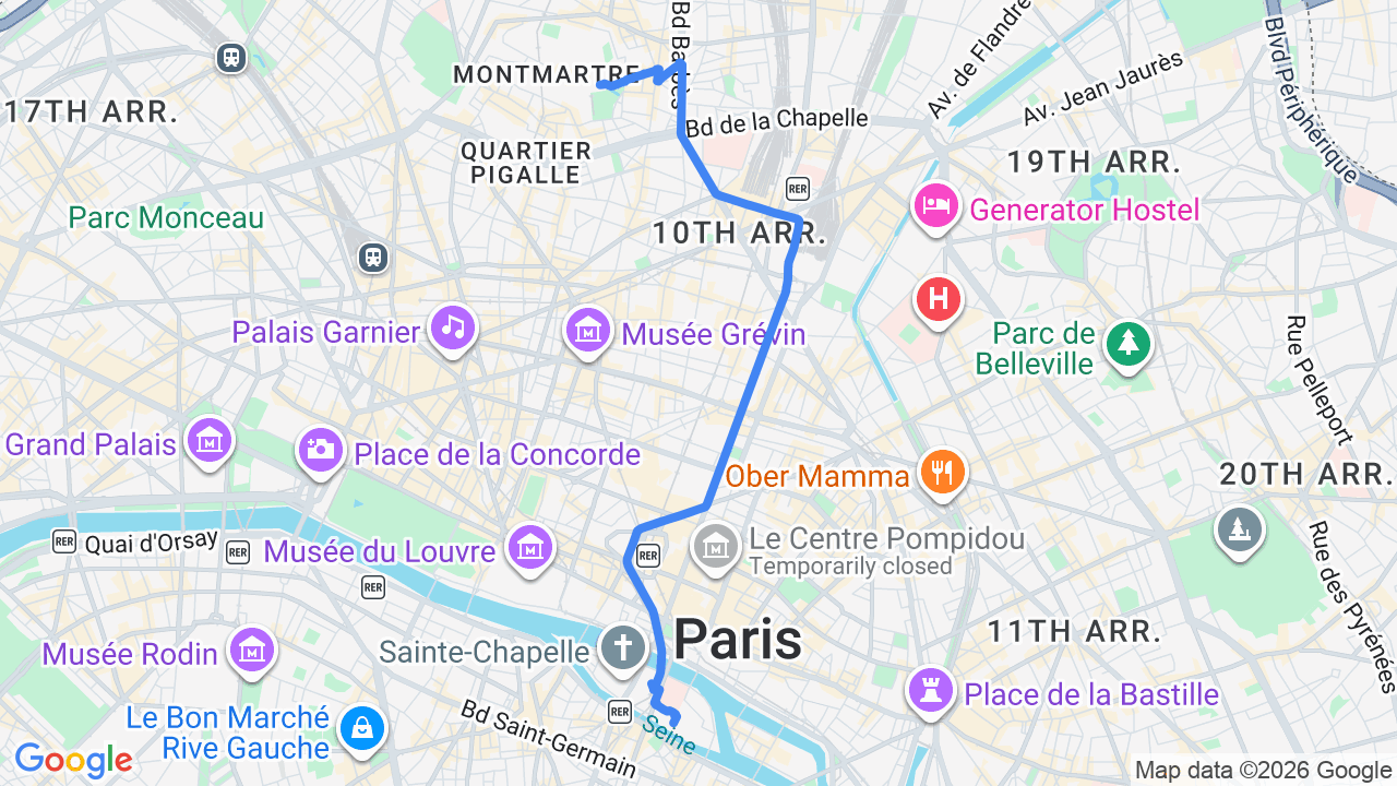Notre-Dame de Paris to Sacré-Cœur, Montmartre, Paris