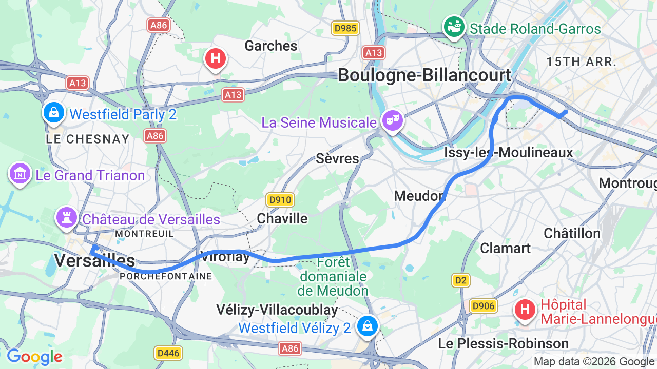 Versailles Château Rive Gauche (RER C) to Dinner near hotel, Paris 15e
