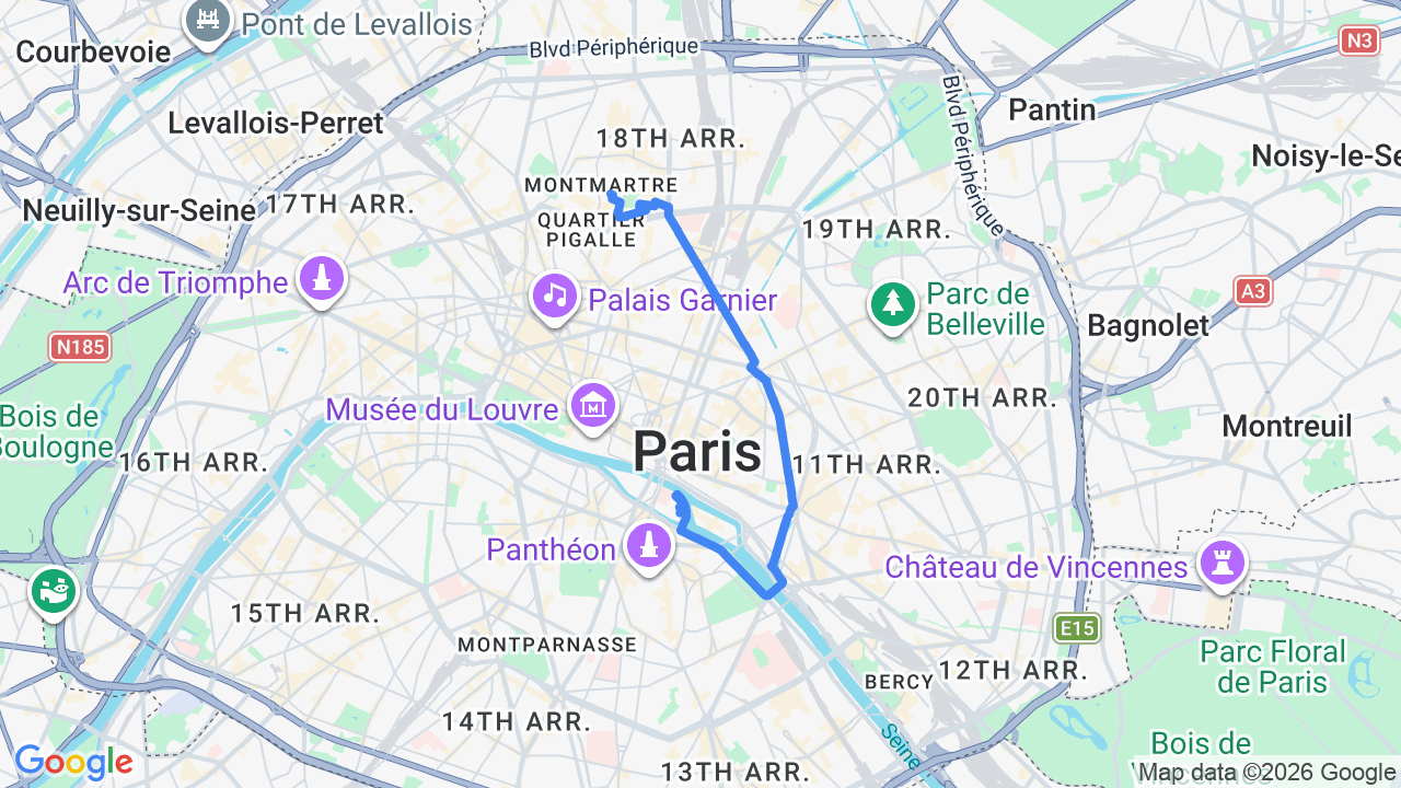 Coffee in Montmartre to Seine walk — Hotel de Ville to Notre-Dame